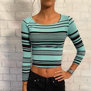 American Dream Aqua striped crop